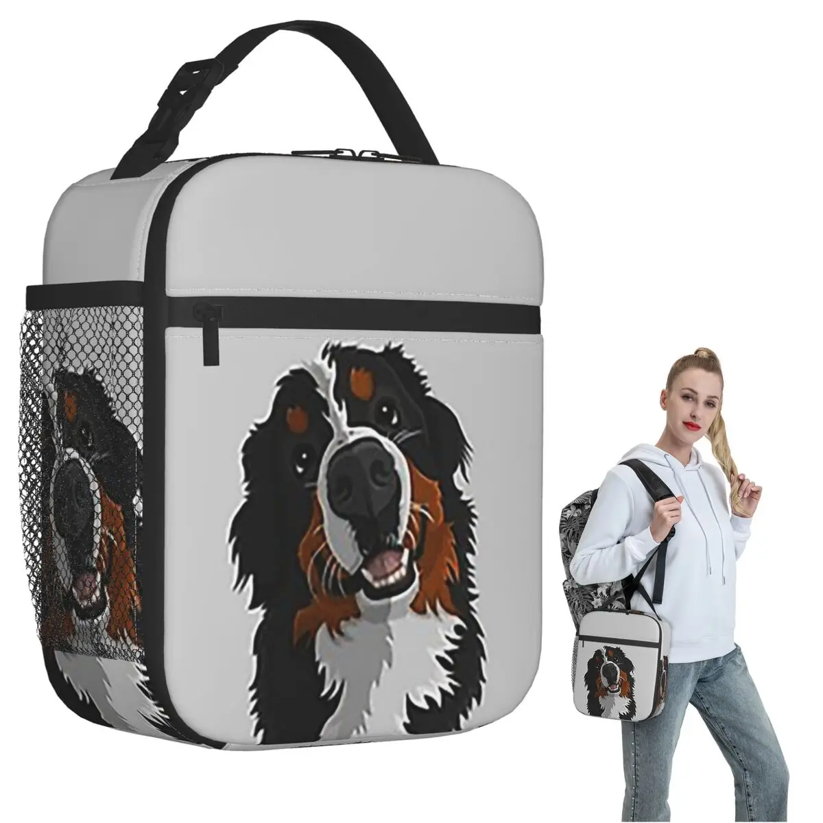 

Bernese Mountain Dog Insulated Lunch Bag for Women Kids Leakproof Food Boxes Thermal Lunch Box Tote