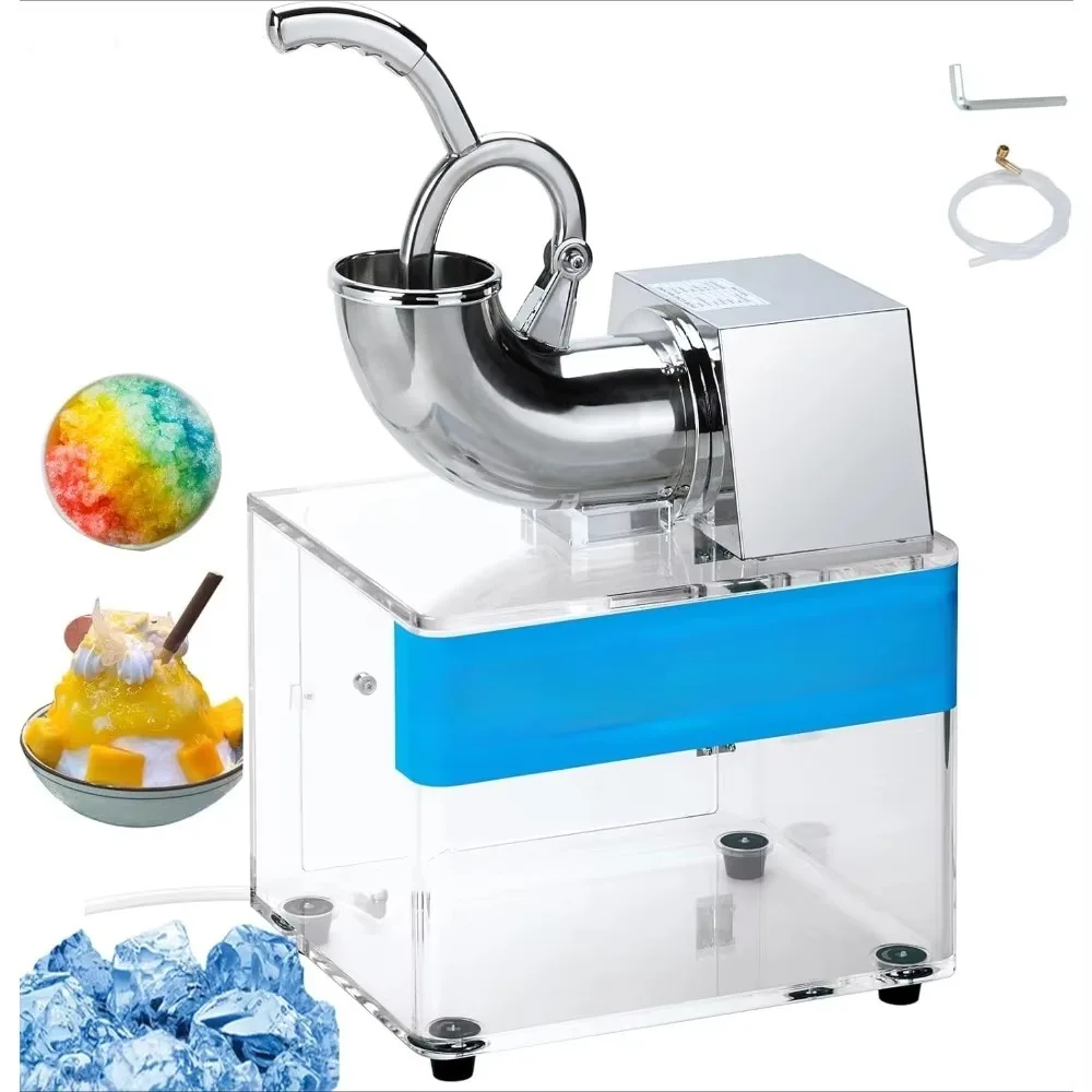 

Shaved Ice Stainless Steel Ice crusher 40L Big Storage Box 2 SS Blades ETL plug Commercial Smoothies Snow Cone Maker Party Use