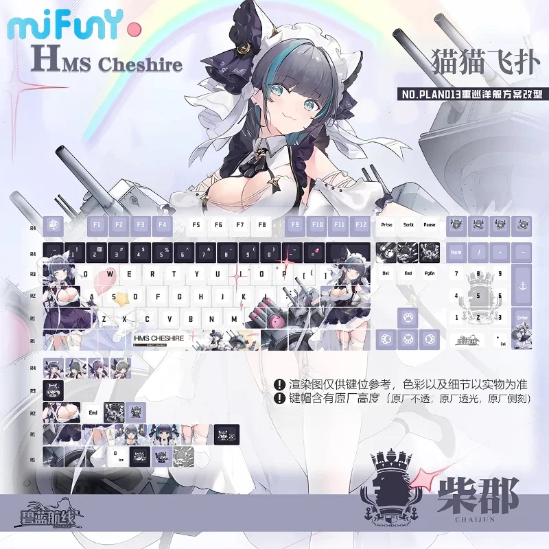 

MiFuny Keycaps Anime Set Hms Cheshire Keyboard Key Cute PBT Cherry Profile Gaming Key Caps for Mechanical Keyboard Accessories