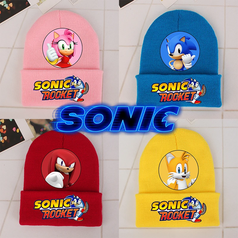 New Sonics Knitted Hats Baby Caps Cartoon Anime Printed Cap Boys Girls Warm Cap Unisex Children Beanie Hat Kids Birthday Gifts