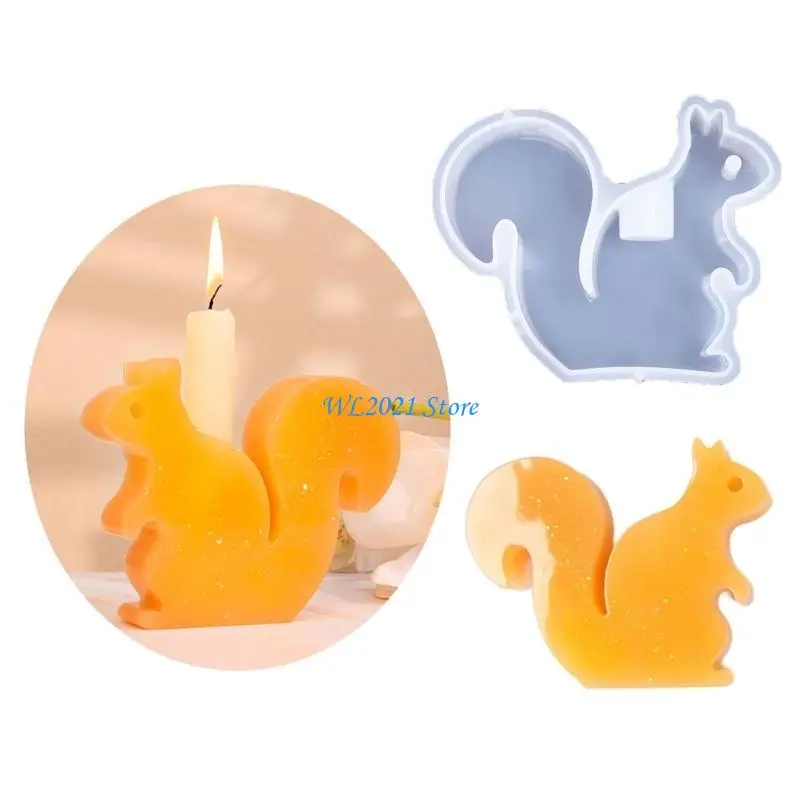 

G5GC Candlestick Silicone Mold Squirrel/Cats/Dog Base Molds Holder Making Mould Home Decorations Mould