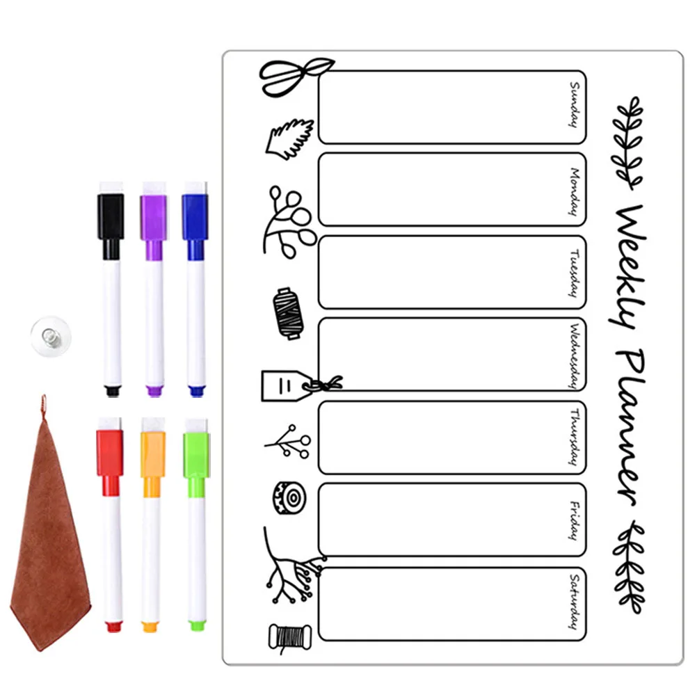 

Magnetic Message Board Memo Fridge Planner Weekly Calendar for Refrigerator Note Cloth
