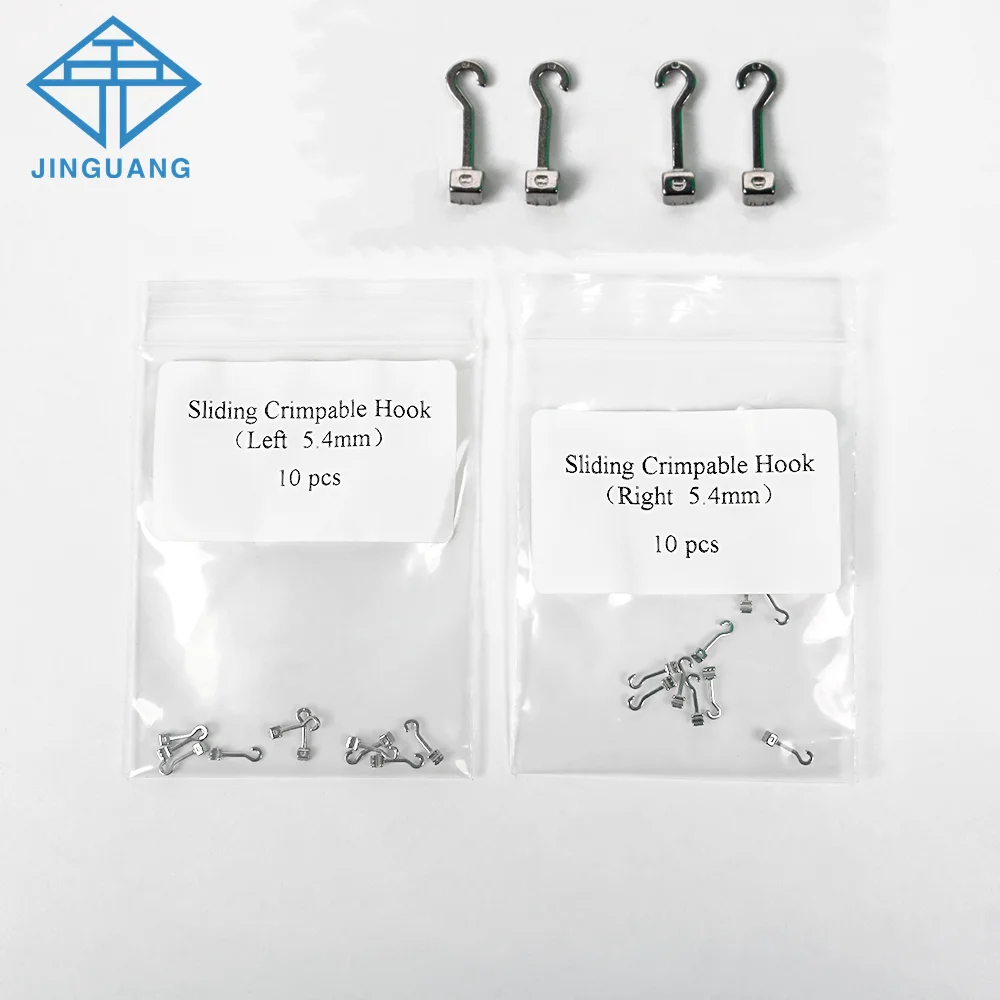 100pcs/10packs Dental Orthodontic Crimpable Hooks Split Long Curved Left Right Question Hooks  5.4mm Extended Traction Hook Long