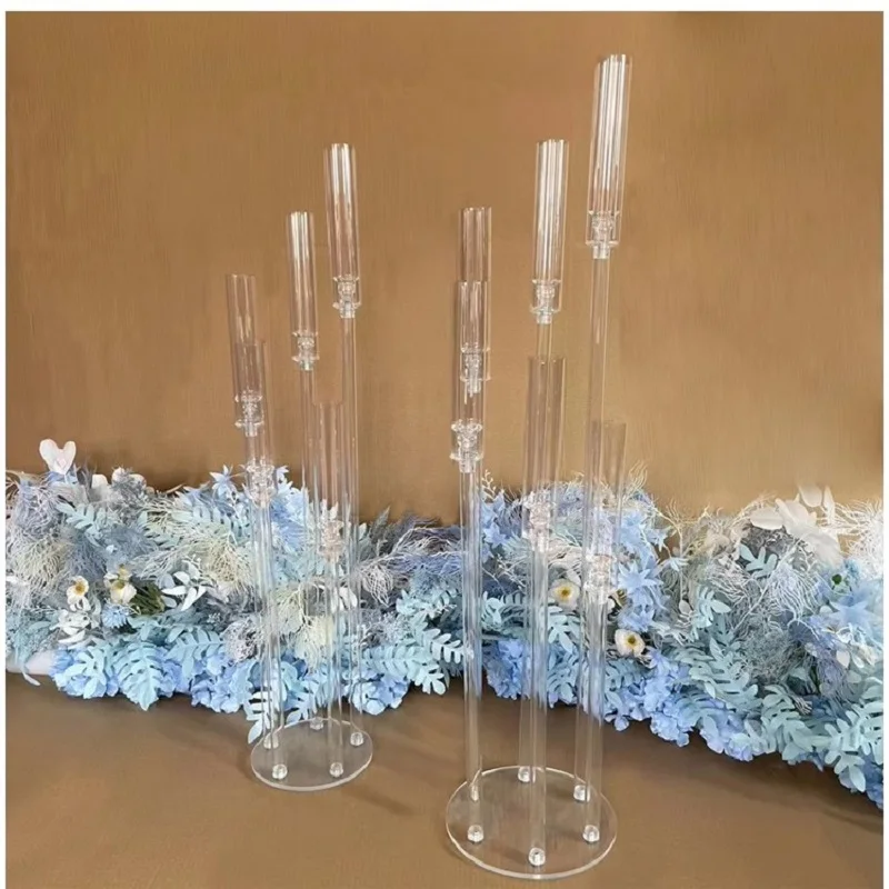 Imagem -03 - Clear Acrílico Metal Candelabro para Decoração Wedding Centerpiece Candlestick Holder Birthday Party Evento 10 Pcs por Lote