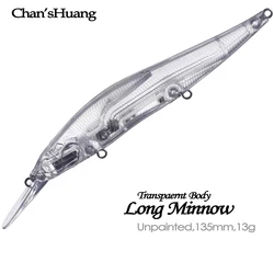Chan’sHuang 20pcs Unpainted Minnow 13.5cm 13g Floating Fishing Lures Hard Body Artificial Blank Baits Wobbler Tackles