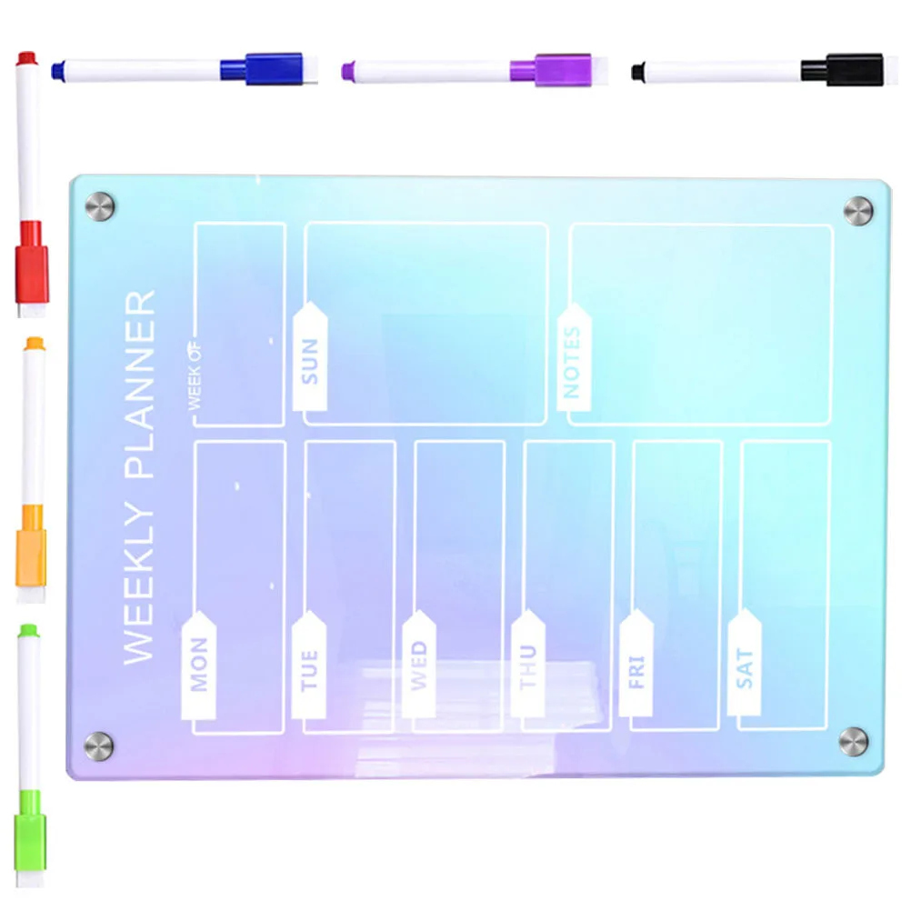 

1Set Magnetic Acrylic Dry Erase Board Desktop Message Memo Board Reusable Smooth Surface Note Organizer for Office Home Kitchen