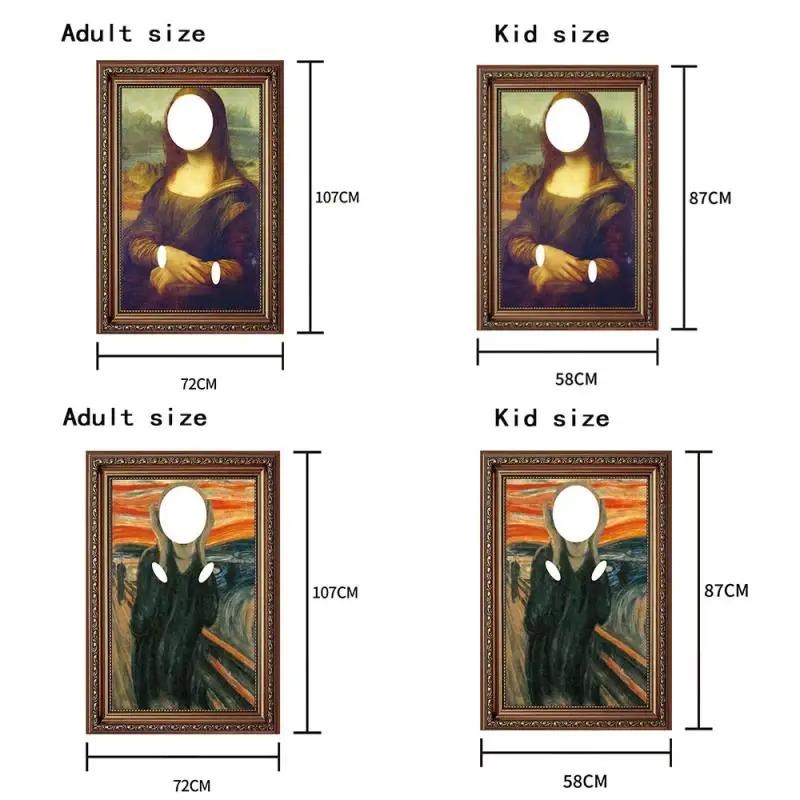 Mona Lisa Adult Cosplay Costumes Boy Girl Carnival Cosplay Jumpsuit Funny Novelty Mural Dress Up Purim Performance Clothes