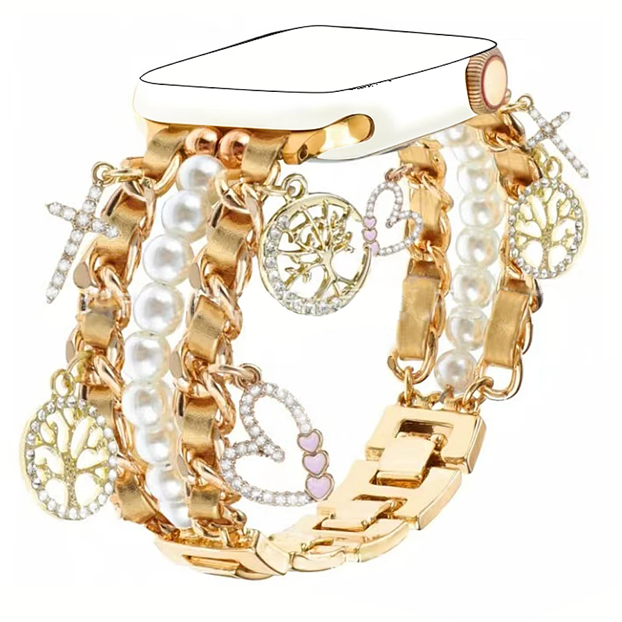 

1PC Jewelry Bracelet for Apple Watch Band 38/40/41/42/44/45/46/49mm Wristband for iWatch Ultra 2 Series 10/9/8/7/6/SE/5/4/3/2/1