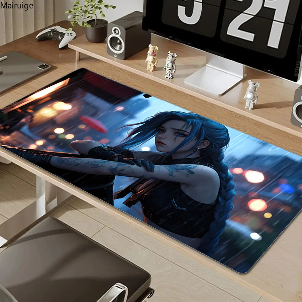 Gamer Arcane Desk Mat Large Mousepad Gamer Accessories PC Computer Keyboard Desk Pad ALeague of Legends Jinx Rubber