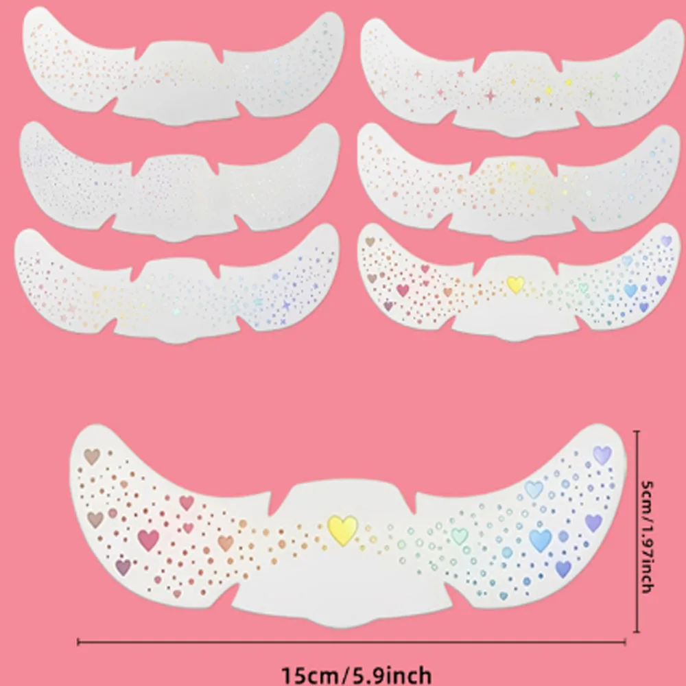 6 Sheets Glitter Freckles Holographic Stickers Heart Freckle Tattoos Glitter Stickers Waterproof Temp Tattoos For Party view 6