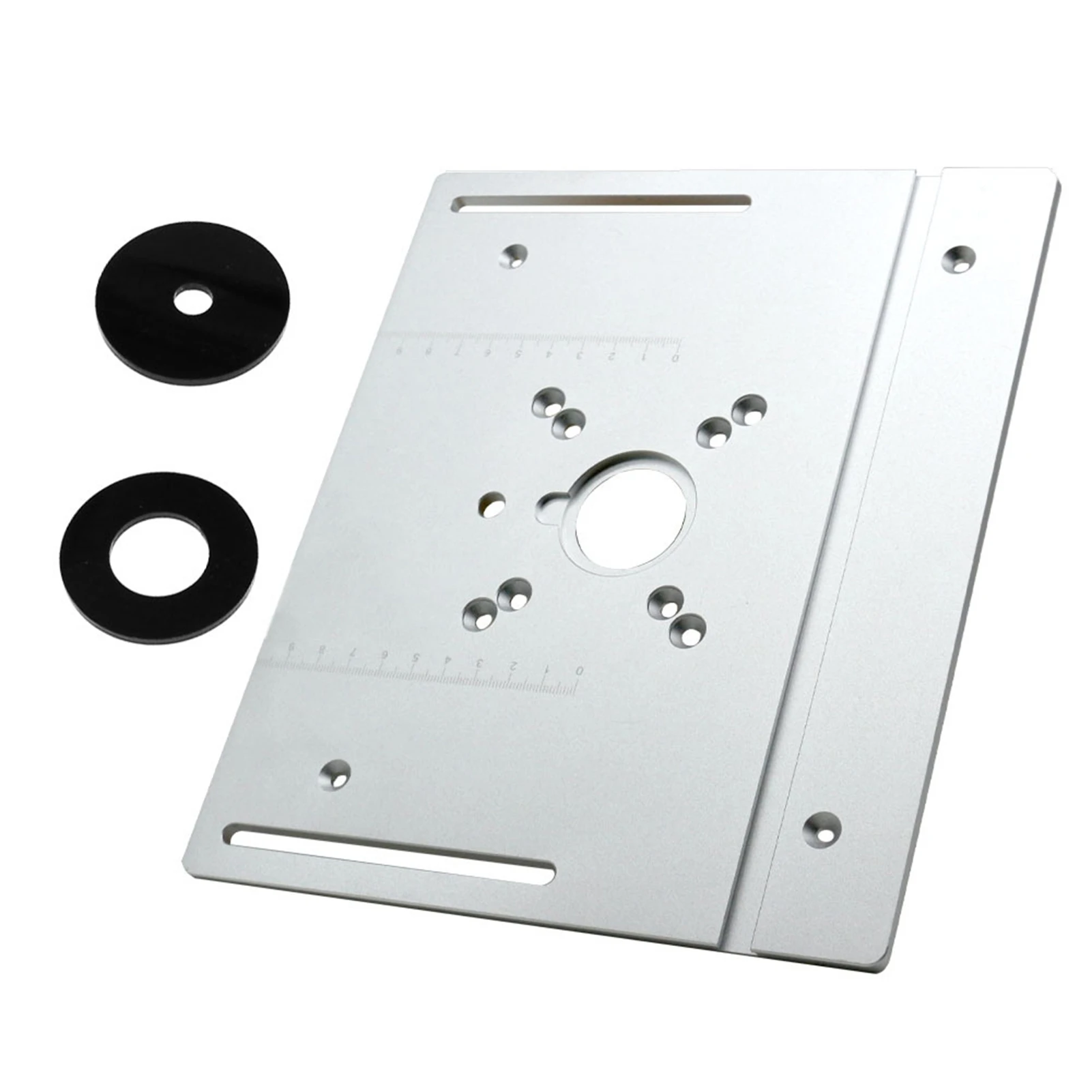 4PCS Aluminum Alloy Router Table Insert Plate w/Flip Board for Wood Milling Trimming & Engraving - Woodworking Machinery Tool
