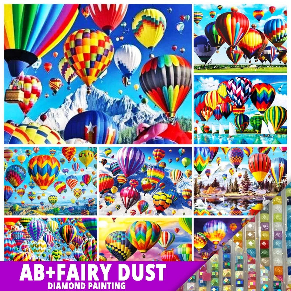 AB Fairy Dust 5D Diamond Painting Landscape Hot Air Balloon Mosaic Embroidery Cross Stitch Kit Rhinestone Picture DIY Home Decor