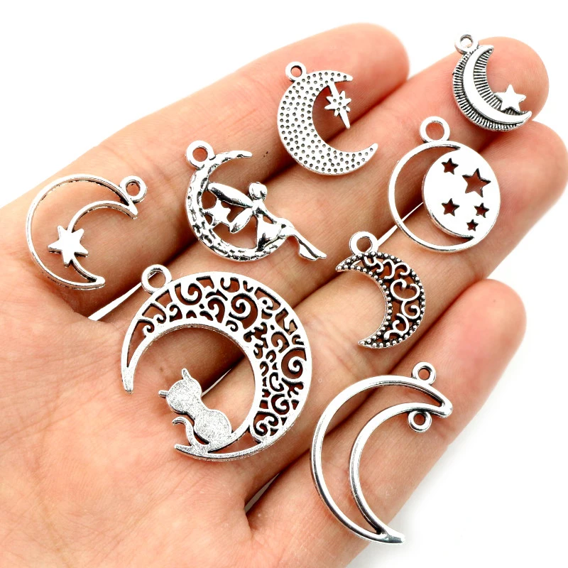 Nowa moda wielu-style antyczny posrebrzane księżyc charms stopu metalu wisiorek DIY tworzenia biżuterii znalezienie akcesoria
