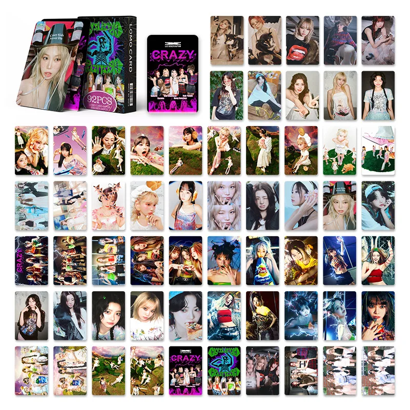 92 قطعة/المجموعة ألبوم LESSERAFIM بطاقة Lomo مختلفة وملصقات KIM CHAEWO جودة عالية مجموعة مزدوجة الجوانب بطاقات الصور هدية المروحة #6