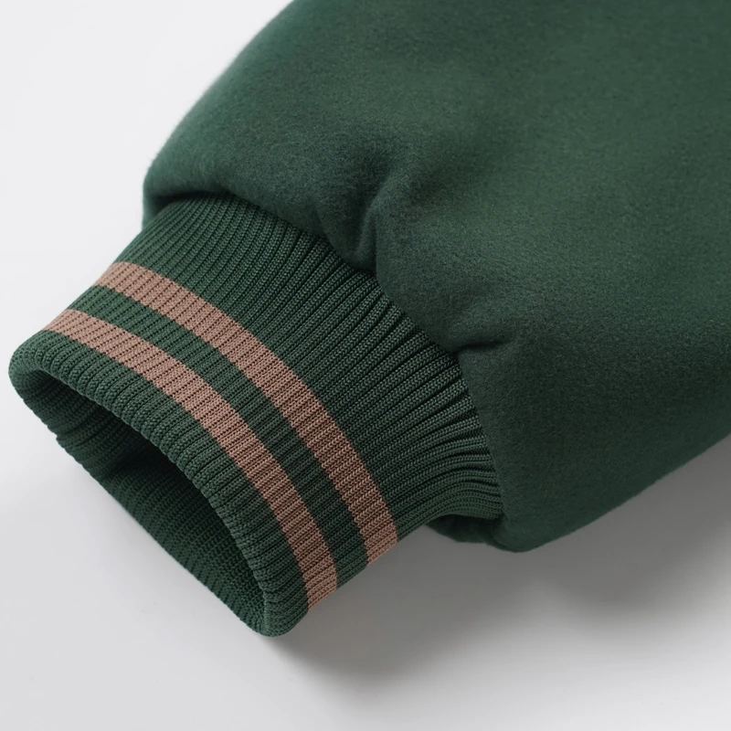 Vintage Varsity-Jacke für Herren, Farbblock-Wollmischung, Baseball-Mantel, gestreift, mit Knöpfen, Streetwear-Baseball-Jacke für Herbst und Winter – Detail 7
