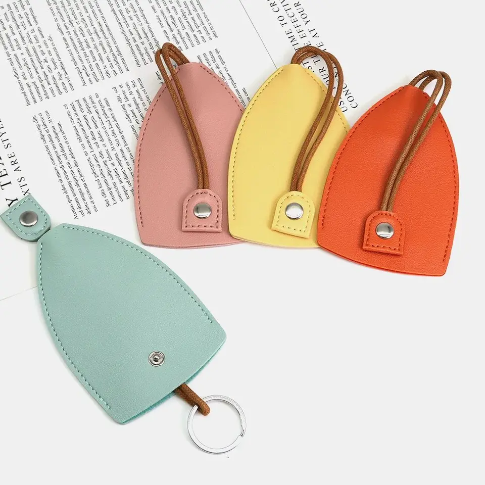 PU Leather Pull Out Keychain Pouch Waterproof Solid Color PU Key