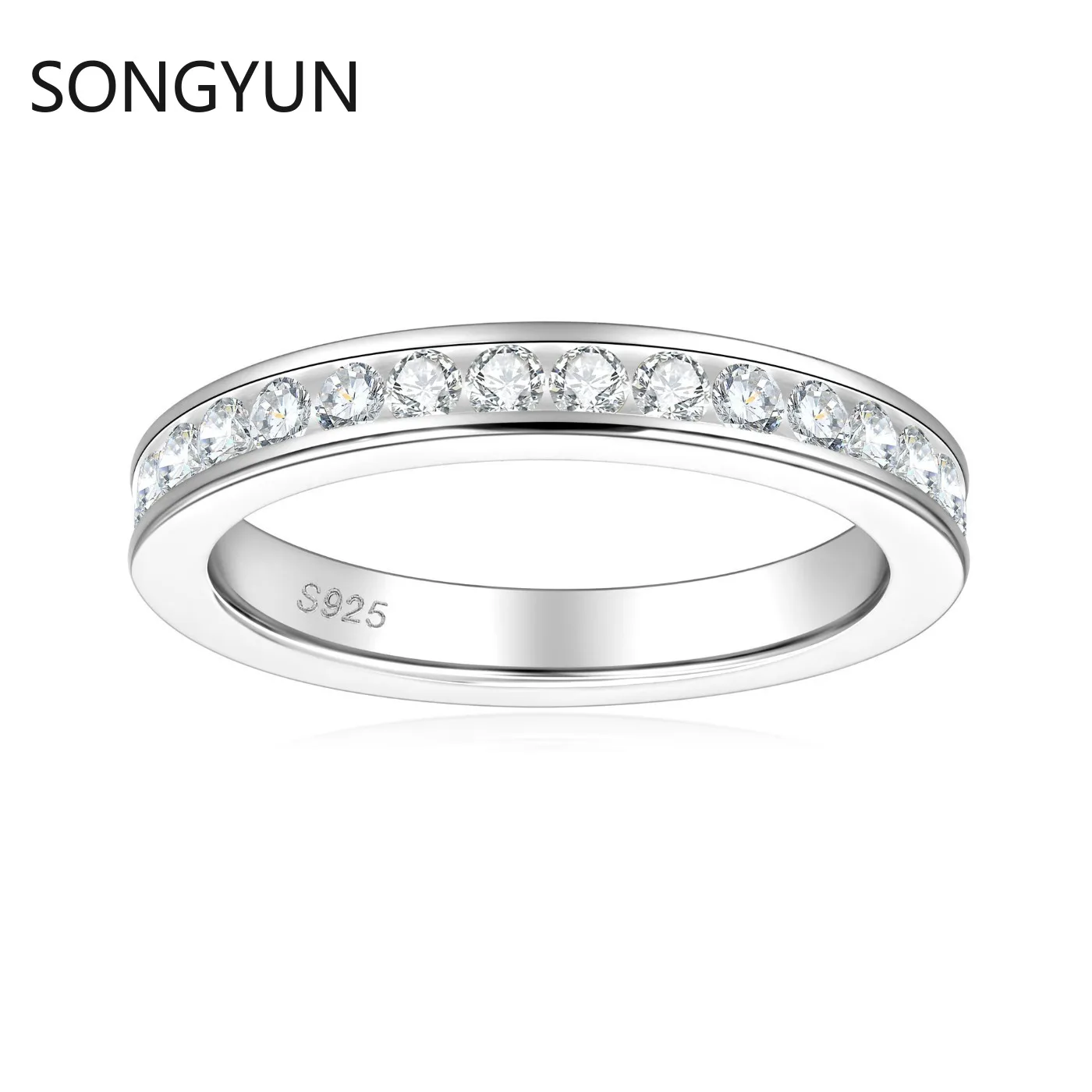 SongYun Luxury Jewelry 925 Sterling Silver Ring Band D Color Real Moissanite Diamond Rings For Women Wedding Party Fine Jewelry