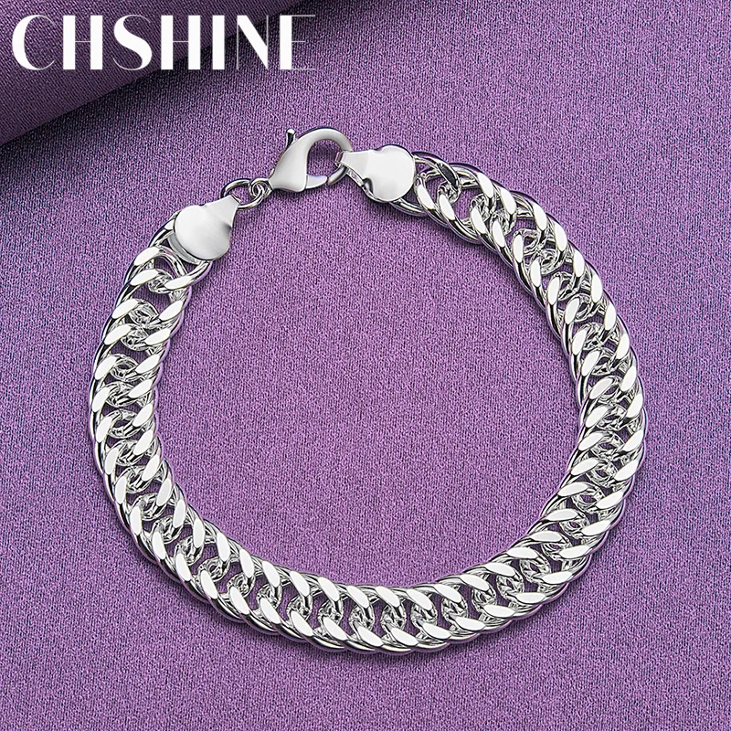CHSHINE стерлингового серебра 925 пробы для мужчин 10 мм боковой браслет-цепочка для женщин модные очаровательные ювелирные изделия подарки для свадебной вечеринки оптовая цена