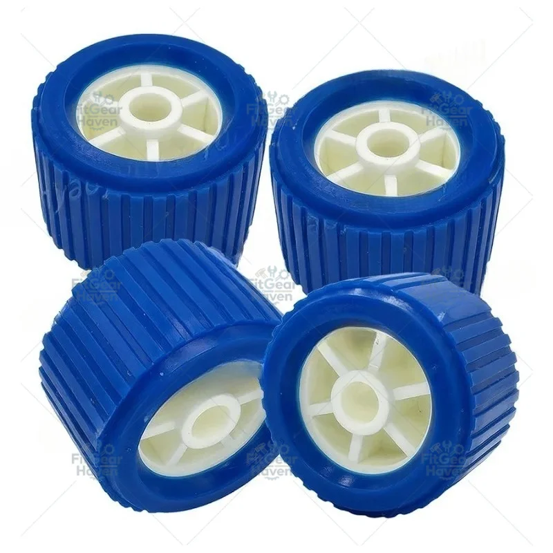 4 Piece/Set Boat Trailer Ribbed Wobble Rollers Blue Trailer Roller Ramp PP Rollers Lift Wheels Kit for Trailer Boat
