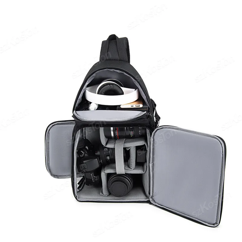 Camera Sling Bag para DSLR, Mirrorless Camera Case, Bolsa para câmera à prova de choque, Messenger Bag com divisórias removíveis