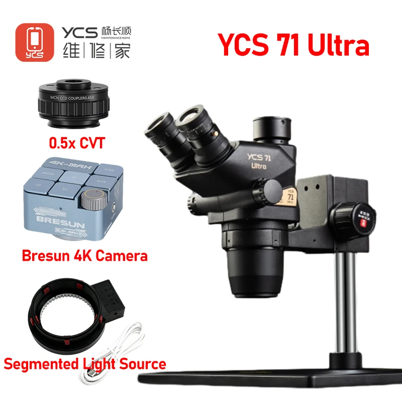 NEW YCS 71 Ultra HD Trinocular Microscope Head 0.67X-45X Zoom for