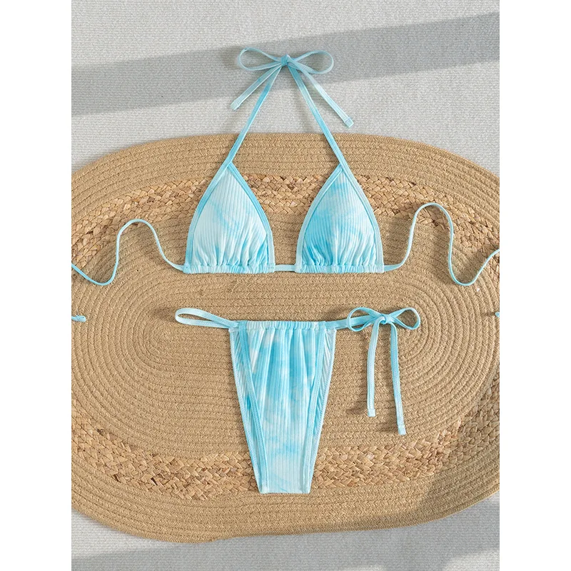 

Сексуальное синее микро-бикини 2025, женский купальник Tie Dye, купальник, стринги, комплект бикини, бразильская пляжная одежда, купальный костюм, стринги, бикини