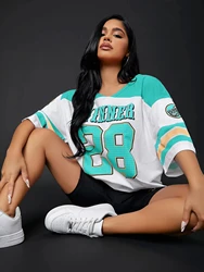 Women's New Football And Baseball Jersey Short Sleeved T-shirt Loose Fashionable Breathable Quick Drying Oversized Top Clothing