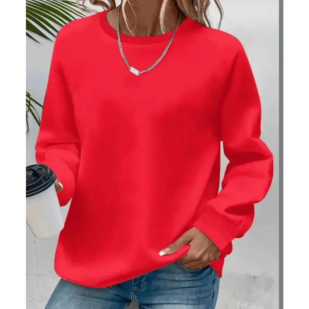 Unisex Crew Neck Sweatshirt Loose Pullover Long Sleeve Sports Casual Top Spring Autumn Winter Solid Color Relaxed Fit Chic New