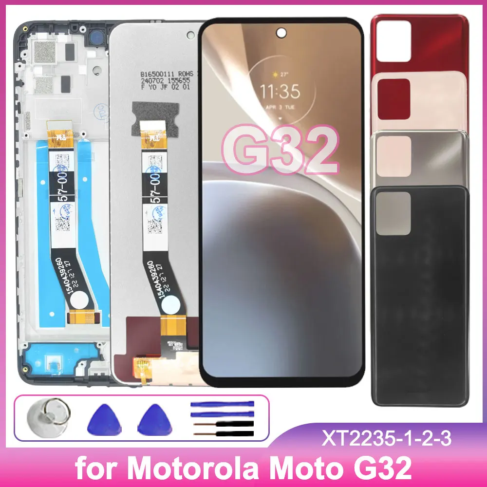 Pantalla LCD de 6,5 pulgadas para Motorola Moto G32 XT2235, repuesto de digitalizador con pantalla táctil para Motorola Moto G32 XT2235-1-2-3