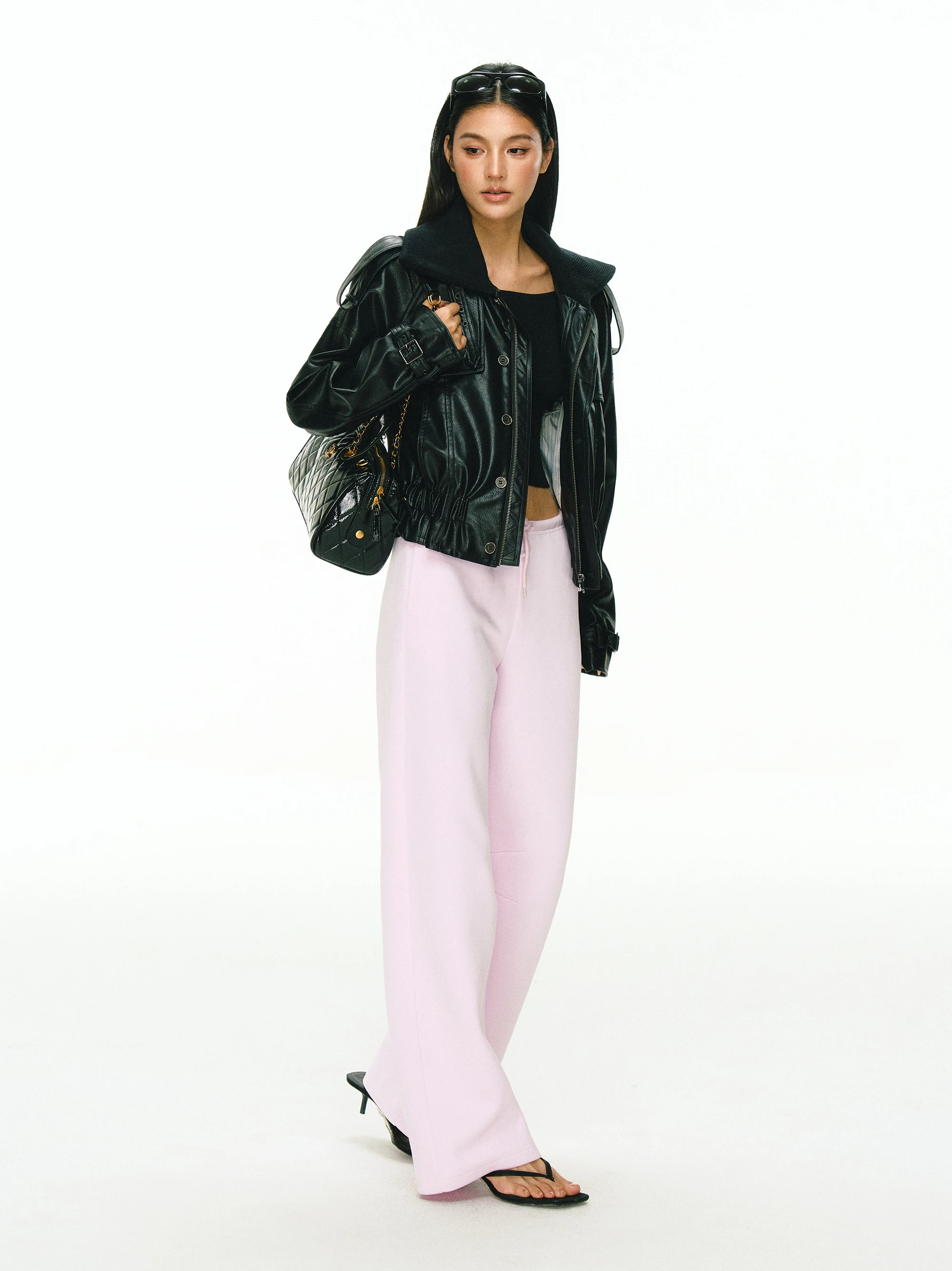 เสื้อโค้ทหนังวินเทจทรงตรงสำหรับผู้หญิง รุ่นใหม่ล่าสุดจาก Ariseism  วัสดุ PU สีต่างๆ  ติดซิป