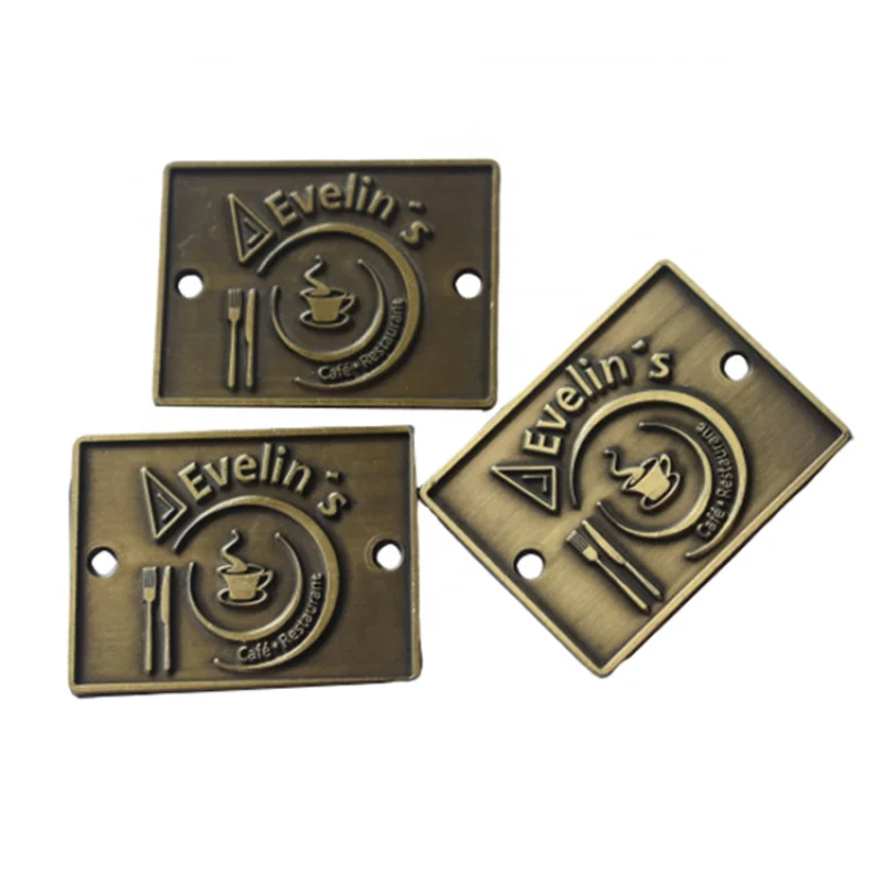 custom.Factory Custom Engraved Logo Metal Furniture Tags Embossed Antique Brass Metal Name Label Plate for Furniture