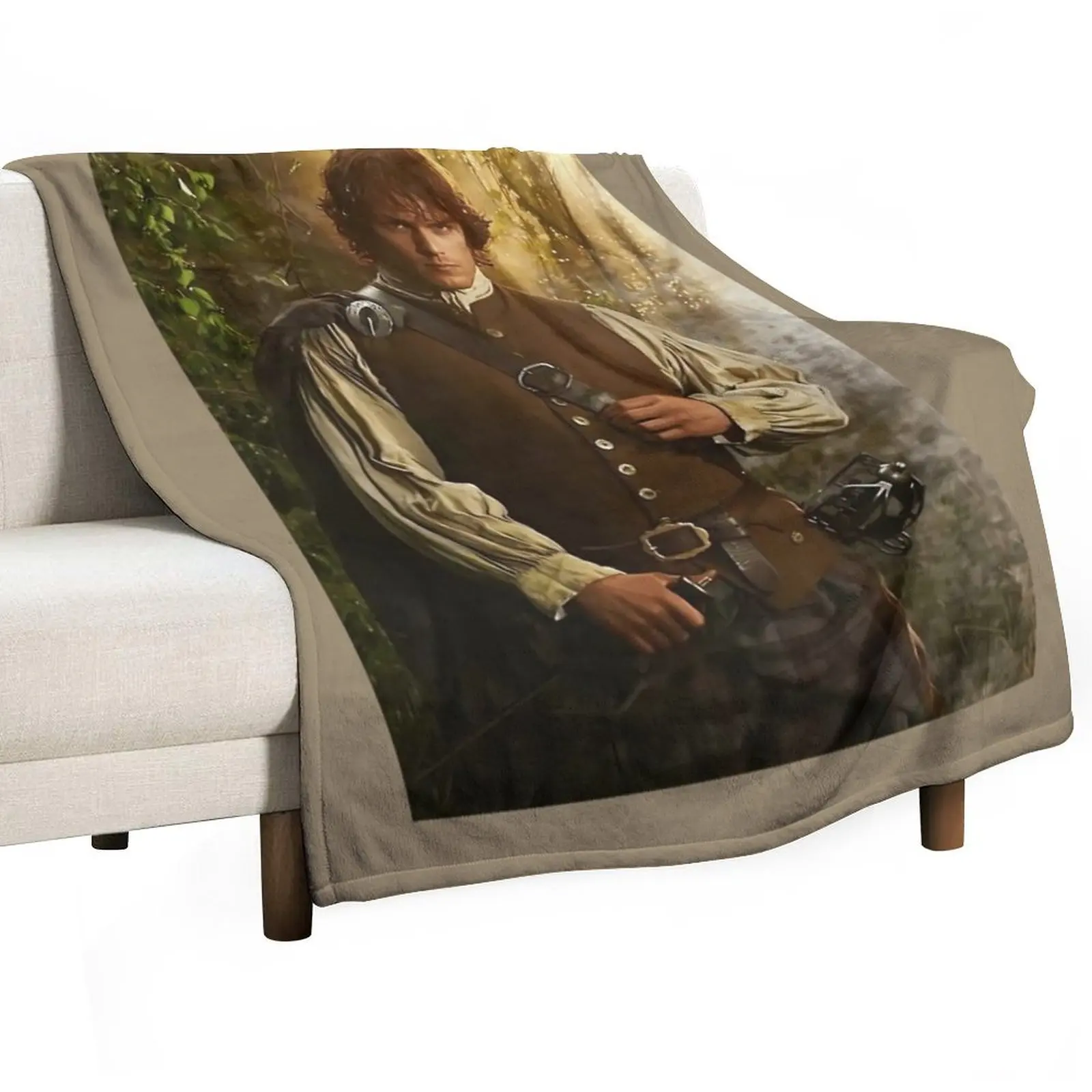 Sam Heughan 1\t Throw Blanket For Decorative Sofa Fluffy Shaggy Blankets