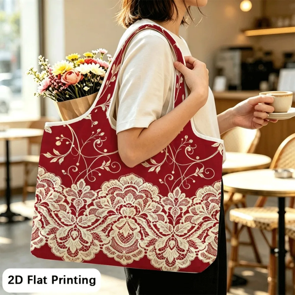 Curly Vine Ornate Lace Light foldable tote shoulder bag, your go‑to student bag.