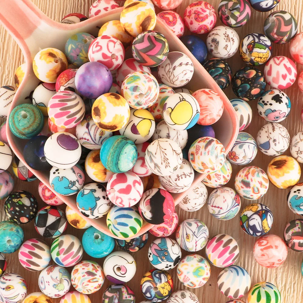 Leopard Print15MM 5Pcs/SET Round Beads Beads For Jewelry Making DIY Keychain Necklace Jewelry Accessories