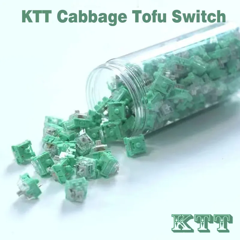 KTT White jade and jadeite Switch Linear 45g MX switch for mechanical keyboard Factory Lubed POM RGB 3pin Cabbage Tofu