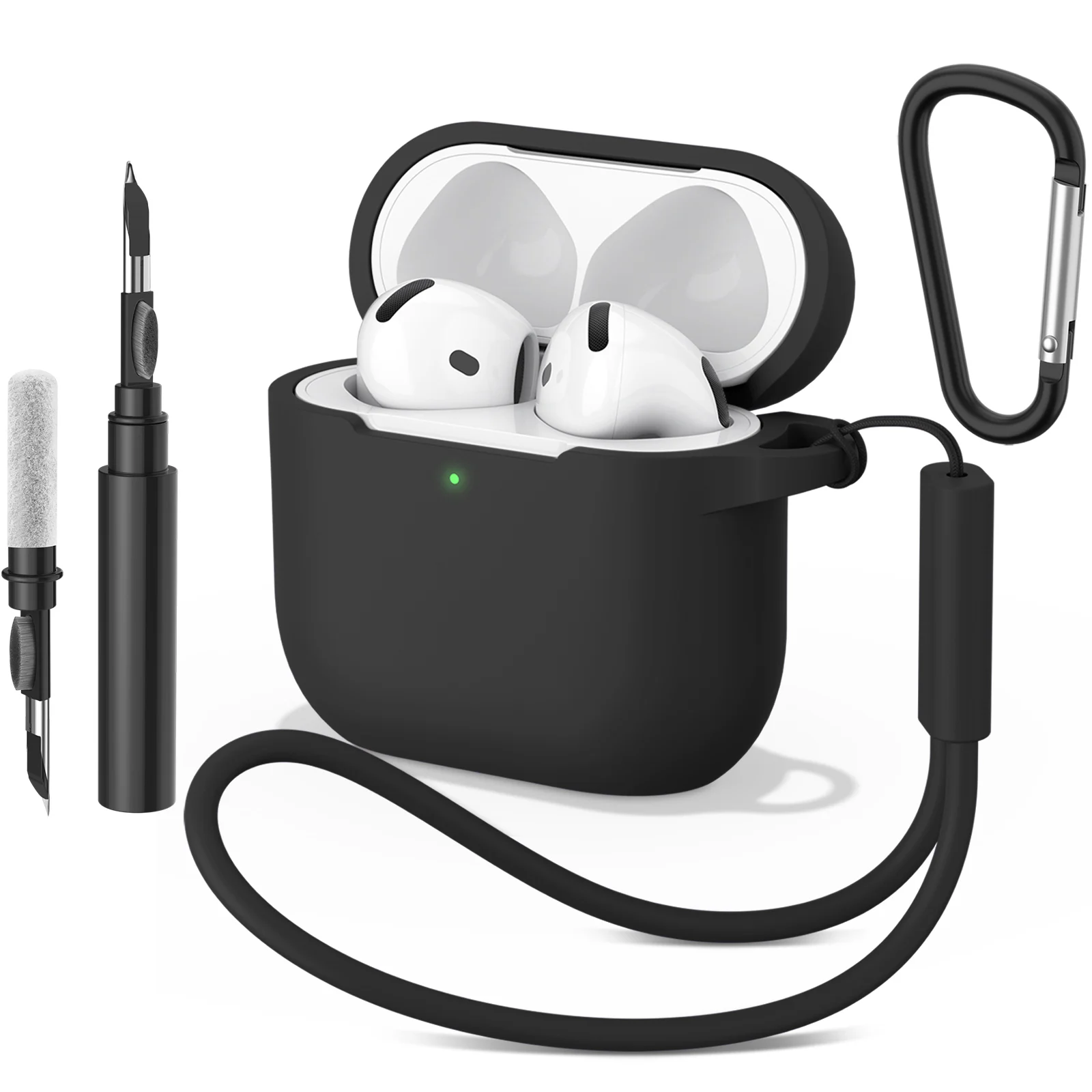 Silicone Earphones Cases For Apple Airpods 4 with Cleaner Kit Wireless Bluetooth Headset Cover For Air Pods 4 Protective Case
