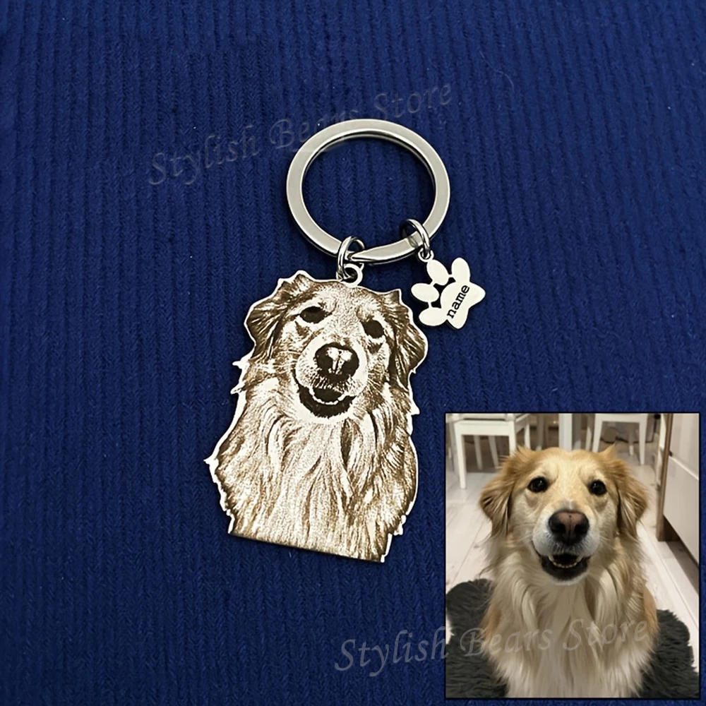 Custom Picture Keyring Pet Name Portrait Keychain Personalized Dog Photo Keychain Pet Memorial Gift For Pet Lover Christmas Gift view 5