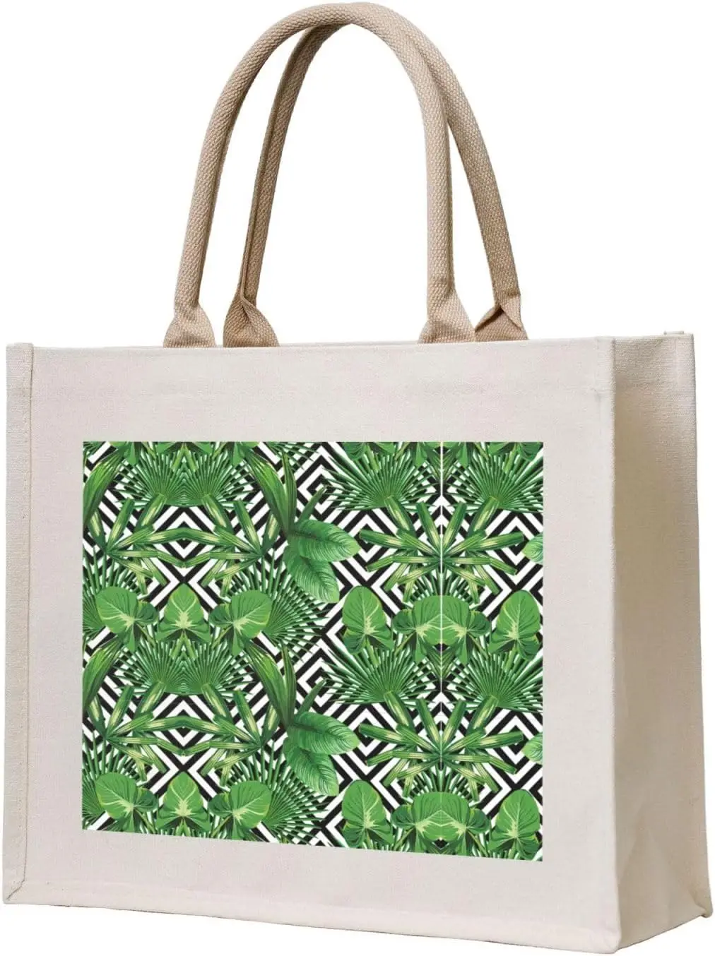 Tropical Leaves Canvas Carrying Tote Bag,Personalized Present Bag, Womens Tote Bag For Yoga, Work,