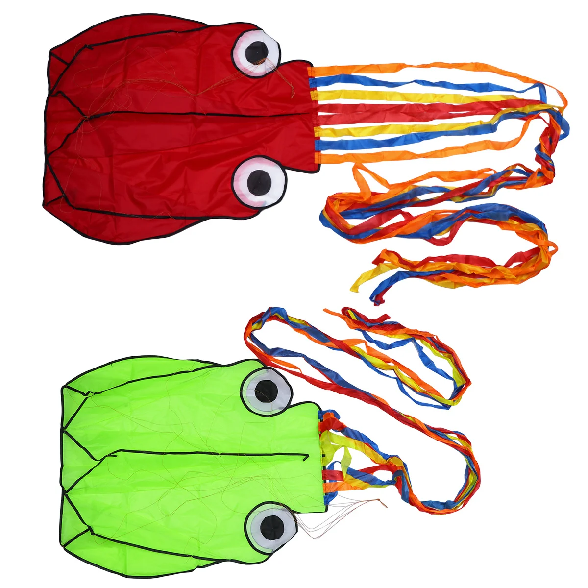 Aquilone per polpo da 2 pezzi per bambini, design morbido senza cornice, motivo vibrante, esperienza di volo liscia, ideale per il divertimento in famiglia nelle aree aperte