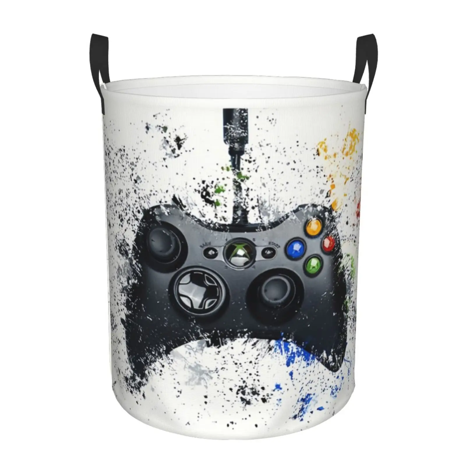 Custom Nostalgia Gaming Controller Print Laundry Hamper Large Storage Basket Video Game Gamer Player Girls Boys Toy Organizer