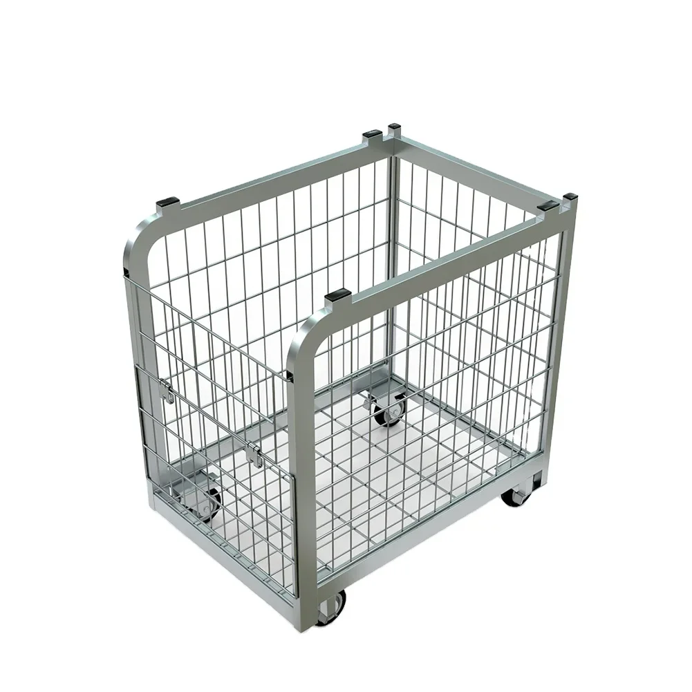 Portable Storage Cage Foldable Logistics Roll Container Warehouse Security Stackable Nestable Wire Mesh Roll Cage