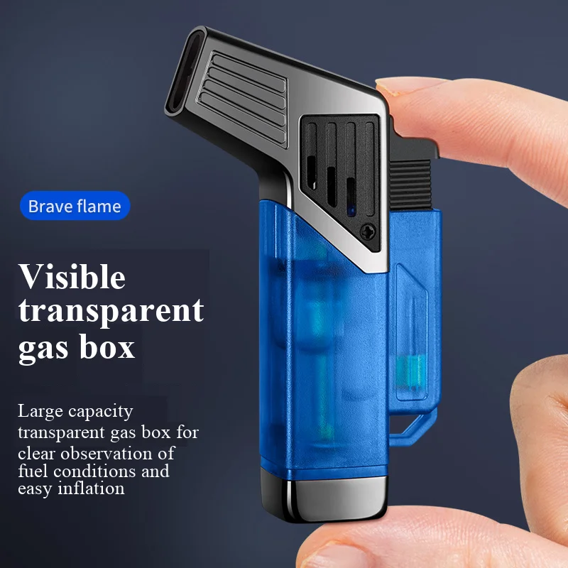 

Simple Stylish Outdoor Windproof Butane Gas Lighter Portable Powerful Dual Flame Straight Forward Multifunctional Cigar Lighter