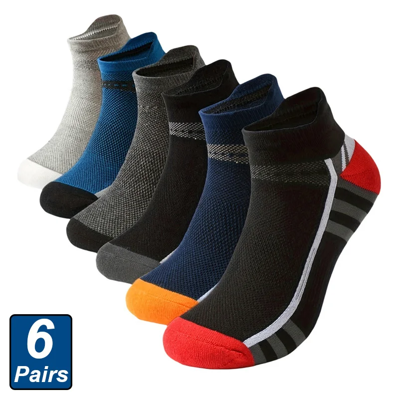 High Quality 6 Pairs Men's Sports Socks Casual Breathable Comfortable Running Man Socks New Plus size EU39-46