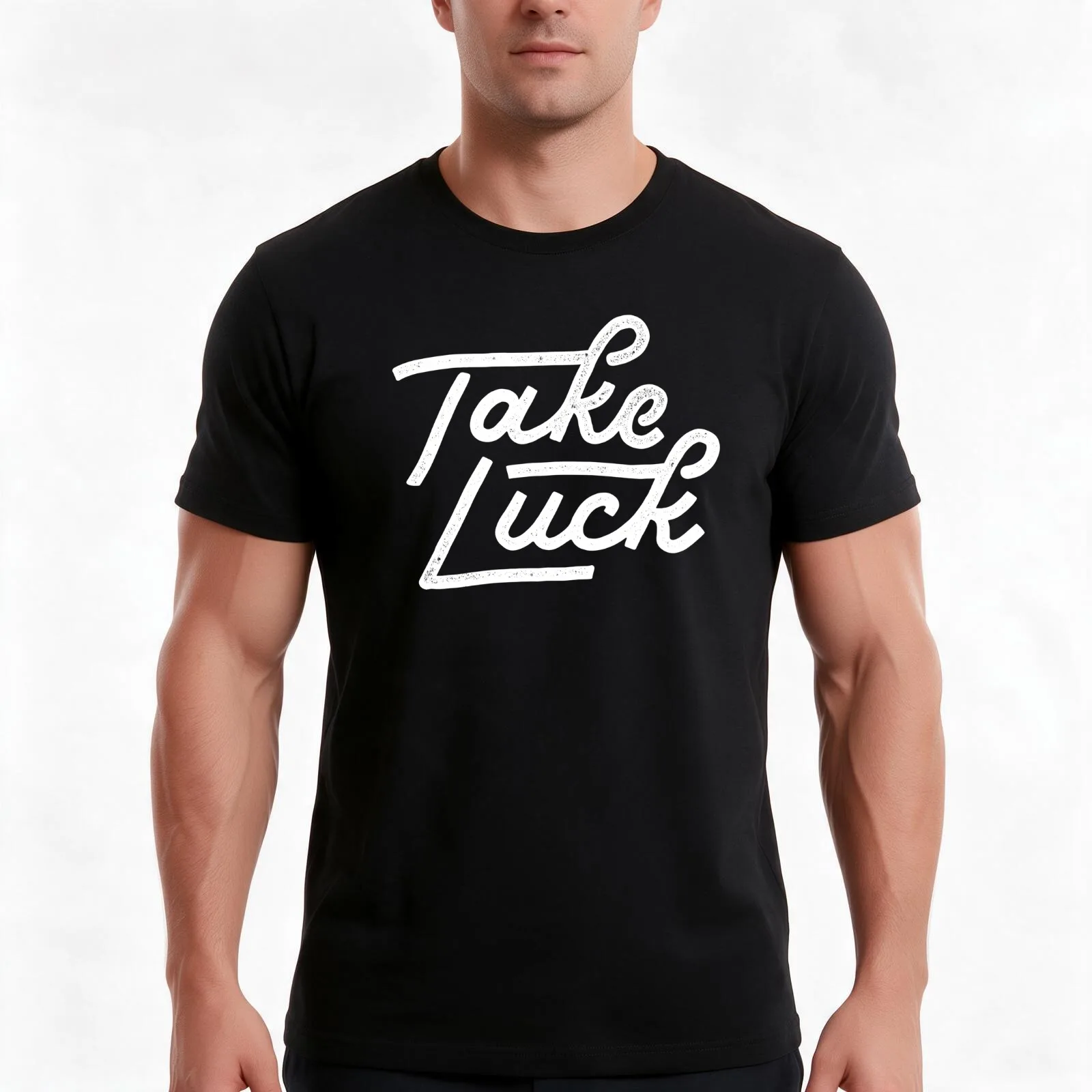 Take Luck! T-Shirt, Summer Casual Cotton Tee, Oversized Streetwear Tops, Vintage Graphic Print, Loose Fit Short Sleeve