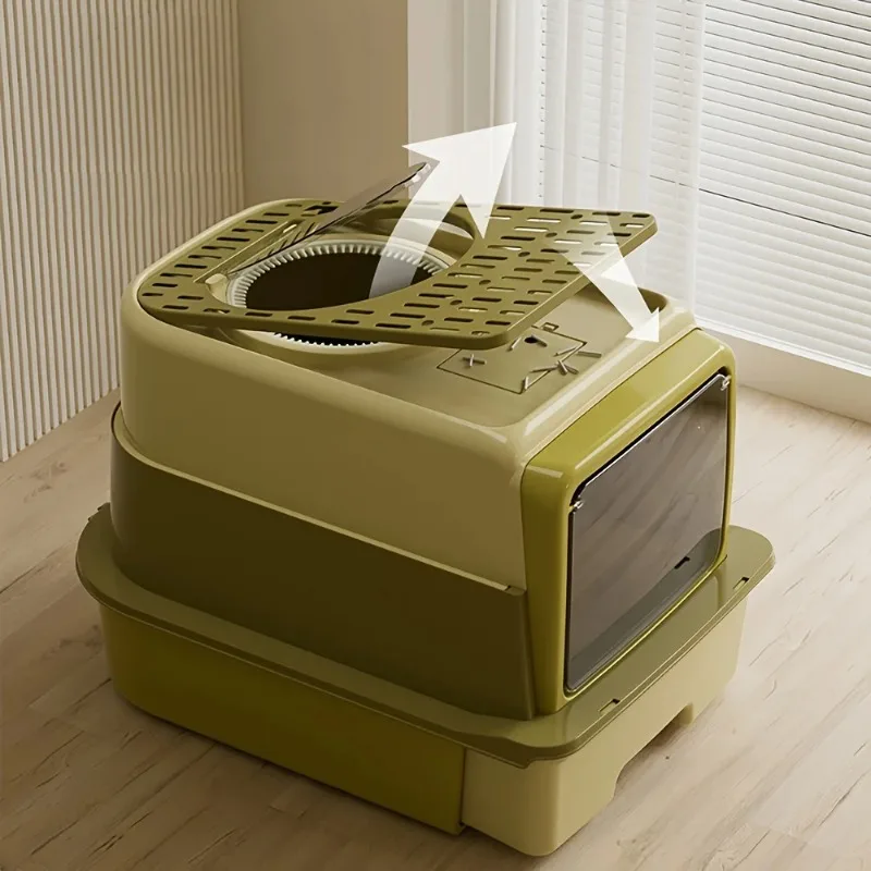 3-Tier  Litter Box with Drawer System - Advanced Odor Control & Anti-Splash Design, Includes Scoop & Deodorizer