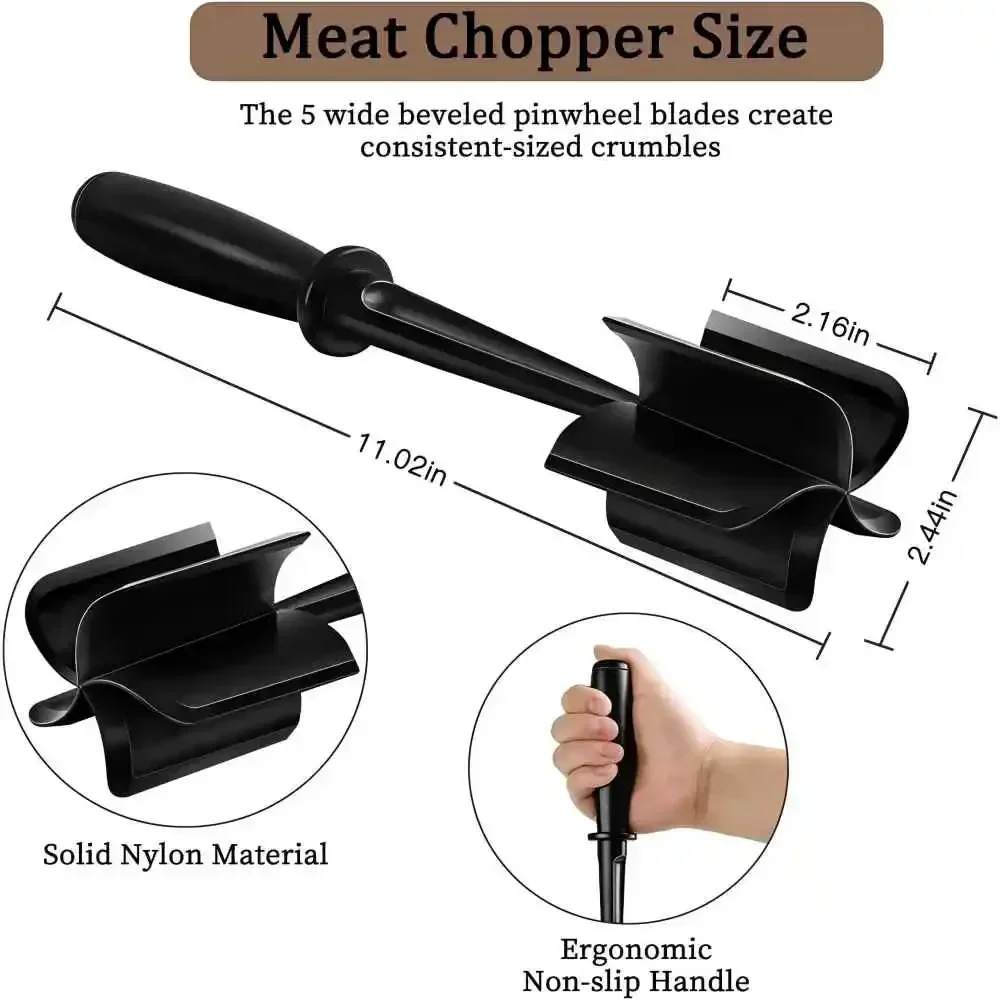 1/2pcs Meat Chopper Mincing Blender Ground Beef Masher Mixing, Grinding and Pounding Spatula Meat Scraper Cooking Accessories