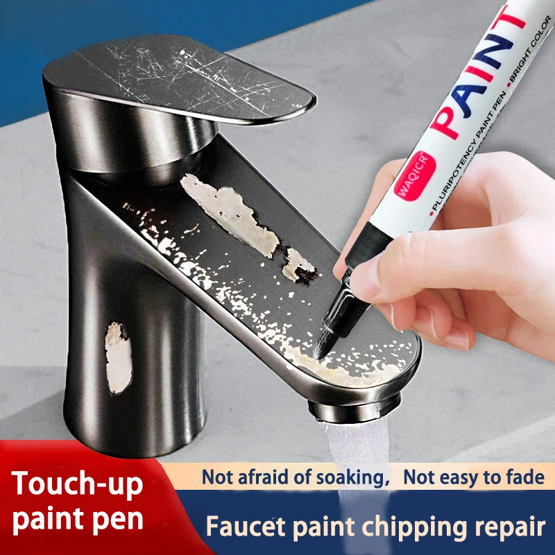 6-Pack Black Metal Touch-Up Pens for Repairing Scratches and Damage on Bathroom Faucets and Kitchen Metal Parts. Quick and Easy to Use, with a Fine Tip for Restoring Paint and Ink on Metal Surfaces