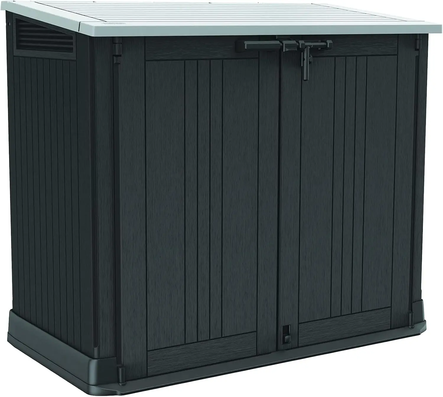 Outdoor Resin Storage Shed with Easy Lift Hinges, Perfect for Yard Tools, Pool Floats and Garden Accessories, Black