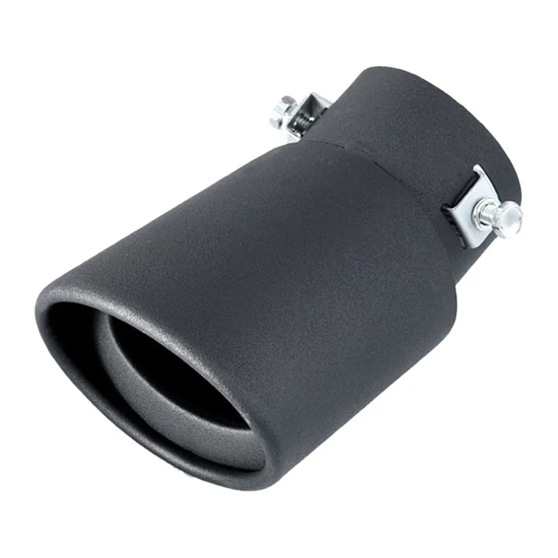 Car Stainless Steel Black Curved Exhaust Tail Throat Round Tube Universal Fits Car Accessories