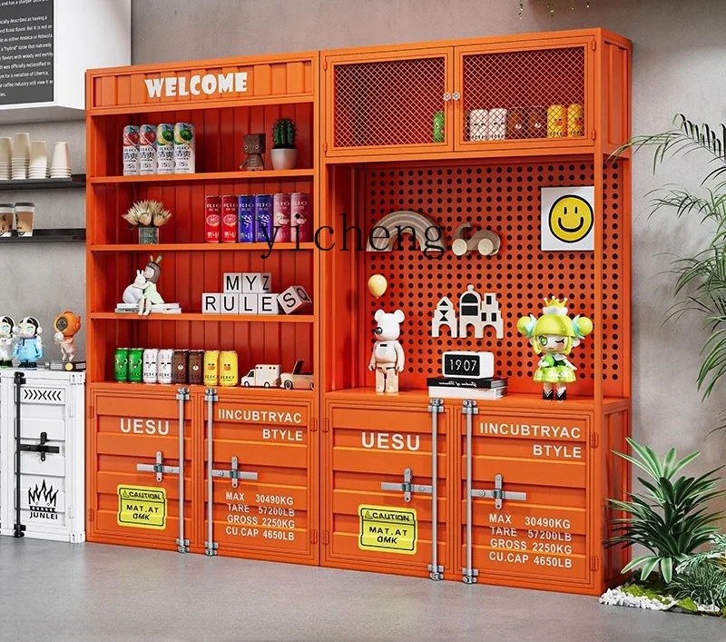 Product Display Rack Retro Industrial Style Store Display Cabinet Sample Storage Container Wine Cabinet